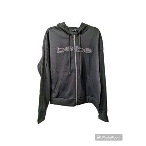 Bebe Sport Black Zip Hoodie with Rib Trim Size 1X NWT